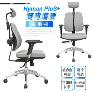 【Hyman PluS+】Double-Backed 工學智慧弧形立體雙背支撐設計人體工學電腦椅/辦公椅(120KG)