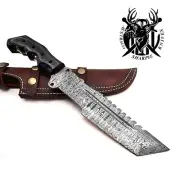 Damascus Steel knife Hunting knife with sheath, fixed blade Camping knife, Bowie