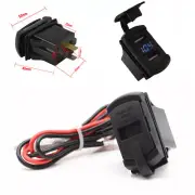 Blue LCD Voltage Car Marine Boat Voltmeter Table Dual USB Port Charger Socket