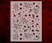 Fall Autumn Floral Pattern Leaves Flowers Stencil 8.5 x 11 Inches for Painting