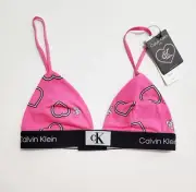 Calvin Klein 1996 V-Day Cotton Stretch Unlined Triangle Bralette QF7478 Sz M-NWT