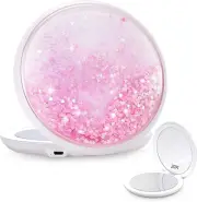 Compact 20X Magnifying Mirror with Light,5-Inch,Led Travel Compact Mirror, Liqui