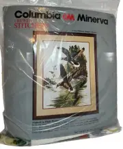 Vtg Columbia Minerva Crewel Stitchery Kit Mallards In Flight 1977 USA 18”X24