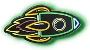 [Space Badges] Retro Rocket Enamel Pin Badge – Neon Outline, 30mm x 26.5mm, Cool Space-Themed Collectible, Vintage 80s for Fashion, Jackets & Backpacks, 25.0 Millimetres X 26.5 Millimetres, Enamel, 25.0 Millimetres