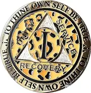 RecoveryChip AA Medallion Reflex Leopard Gold Plated Animal Print Chip - Celebrating Sobriety Milestones