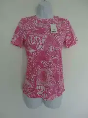 NWT TORY BURCH Pima Cotton Waterlily Pink Dreamcatcher Printed T Shirt Top XXS