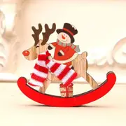 Wooden Snowman Riding Rocking Reindeer