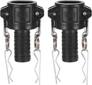 uxcell Poly Cam Lock Fittings, 2 Pcs 1" Part C Male Adapter x Hose End Cam Groove Hose Fittings Polypropylene Cam Lock Fittings, Black