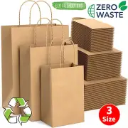 500pcs Brown Paper Bags With Handles Bulk Craft Christmas Retail Gift Wrap Bags