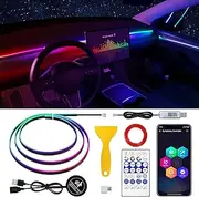 Tesla Model 3/Y/S/X Dreamcolor Acrylic Interior Car LED Strip Light with Motion Sensor Switch, 55.1 inches Tesla Neon LED Strip Light, RGB Colors Tesla Ambient Lighting Kits