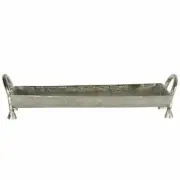 27" METAL TRAY WITH HANDLE ALUMINUM TRAY ANTIQUE SILVER HOME ACCENT DECOR