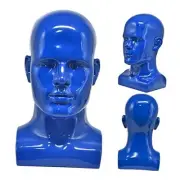 Male Mannequin Head Professional Manikin Head for Display Wigs Hats Bright Blue