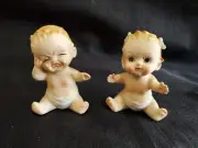 Vintage Baby Boy & Girl Salt & Pepper Shakers Lego Japan Porcelain 3 1/8" T