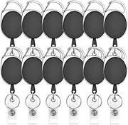 12Pcs Metal Heavy Duty Retractable Badge Holders,Heavy Duty Retractable Badge Holders,Retractile Cord Key Keychain Badge Holder with Carabiner Belt Clip,Retractable ID Card Holder Key Chain Holder