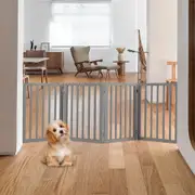 Petzly Pet Gate Dog Fence Safety Barrier Security Door 4 Panel 61cm Grey