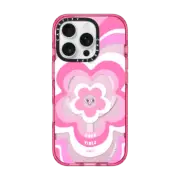 iPhone 16 Pro Impact Case MagSafe Compatible Pink Y2K Flower Pattern