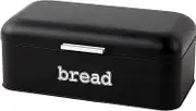 Stainless Steel Bread Box for Kitchen Countertop, Large Black Bin for 2 Loaves, English Muffins, Baked Goods Storage Containers (16.75x9x6.5 in)