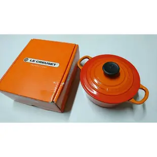 (二手)法國Le Creuset橘色16公分圓形16cm電磁爐可用1.3L雙耳鑄鐵鍋湯鍋