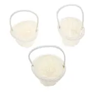 3 Pcs Rattan Mini Basket with Handle Multi-purpose Shopping