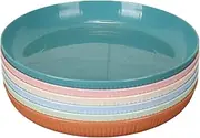 6 Pack Wheat Straw Plates Reusable Dinner Plates, Durable & Lightweight, Perfect for Home, Parties, Camping, and Dishwasher Safe (Orange, Dark Green, Pink, Blue, Green, Beige)