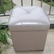 Exquisite Footstool Leather Upholstered Cube Pouf Ottoman, Pouffe Footstool Solid Wood Leather Living Room Coffee Table Small Bench-Pink 37x37x40cm(15x15x16inch)
