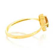 0.44 Carat Citrine Oval and Diamond Ring in 9ct Yellow Gold, M