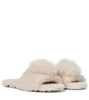 [Aquazzura] Aquazzura Foxy shearling and alpaca hair slides AU 7 white