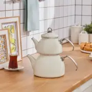 Karaca Loreto Enamel Teapot Set Cream - Fast Shipping DHL