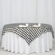 Black White Buffalo Plaid 70" SQUARE Polyester Tablecloth Picnic Events Linens