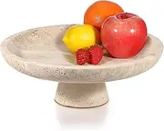 OwnMy Natural Travertine Fruit Bowl for Kitchen Counter, Large Stone Fruit Bowl Decorative Fruit Bowl for Kitchen Countertop, Vintage Fruit Holder for Dining Table Rustic Fruit Bowl for Home Decors