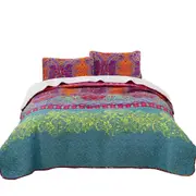 Soft Bohemian Bedspread Set Coverlet Q/K Size Bedding Pillowcases Pattern One