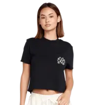 VOLCOM POCKET DIAL WOMENS BLACK T-SHIRT