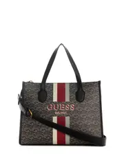 GUESS Women's Black Logo Silvana Small Tote Bag