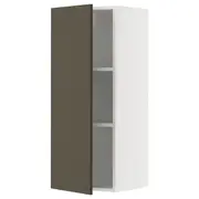 METOD wall cabinet with shelves, white/Havstorp brown-beige, 40x37x100 cm