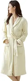 [UTOQIA] Pajama Robe Womens Coral Fleece Robe Soft Warm Bathrobe Medium Length Plush Loungewear Lounge Bathrobe