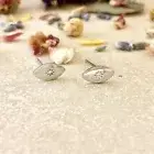 Trendy Designed 14k White Gold Vermeil Evil Eyes Stud Earring Everyday Jewelry