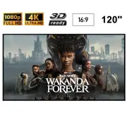 Visualax 120" inch Fixed Frame Zero Edge Grey Projector Screen TRUE 16:9