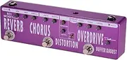Guitar Multi-Effects Pedal, RC5 6-in-1 Guitar Multi-Effects Pedal Reverb + + Distortion + Overdrive + Booster + Buffer Full Metal Shell with True Bypass