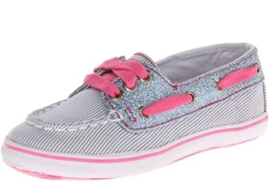 Sperry Top-Sider Sparkle CRUISER Toddler Boat Shoe, Chambray Stripe/pink, 10.5US