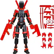 (Assembly Completed) 5.5 Inch 3D Printed T13 Action Figure with Multiple Accessories, Multi-Jointed Movable Red Dummy 13 Toy