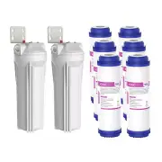 2Pack 10 Inch Whole House Water Filter Housing &6pcs Activated Carbon Cartridge