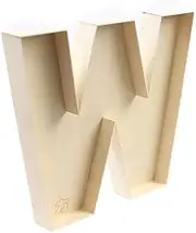 FNB Handmade Unfinished Wooden fillable Letter W, Empty Letters & Numbers Signs