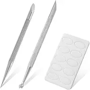 Nail Scraper,2Pcs Stainless Steel Cuticle Pusher Tool, Cuticle Trimmer for Manicure Pedicure,Non Slip Double Ended Nail Cuticle Trimmer Nail Art Cuticle Remove with Sandpaper for Manicure Pedicure