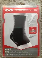 McDavid Level 2 Ankle Sleeve/4-Way Elastic with Gel Buttresses Black XL NEW 5115