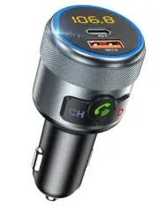 Car FM Transmitter, Wireless Bluetooth 5.1 Radio Adapter Car Kit with Big