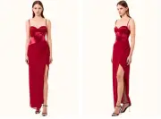 Nicholas Solara Bustier Gown - Sangria - Size 8, US 4
