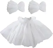 amokk White Neck Ruffle Collar and Wrist Ruffled Cuffs Tulle Vintage Collar Cuff Set for Wedding, Halloween, Cosplay Costume