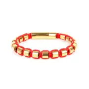 Gold Metal Beads & Red String Braided Bracelet