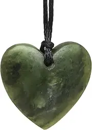 [Ina & Co] 100% New Zealand Jade Necklace for Men and Women, Hand Carved Maori Necklace Jade Pendant for Men With Black Adjustable Cord, New Zealand Pounamu Green Stone, Heart Design Nephrite Jade, Small, Stone,