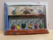 Set of 6 Metal Sommelier Wine Charms for Wine Glasses